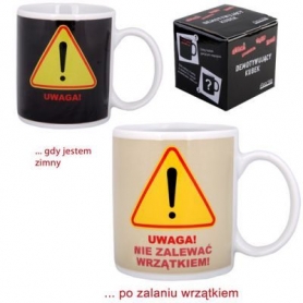 Demotywujący kubek Uwaga