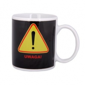 Demotywujący kubek Uwaga