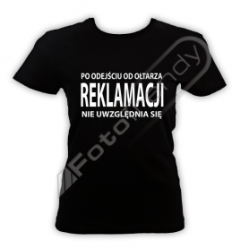 Koszulka czarna damska z napisem o reklamacji
