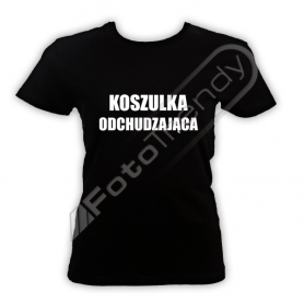 Koszulka czarna  damska z napisem koszulka odchudz