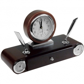 Zegar z wahadłem z drewna egzotycznego i metalu